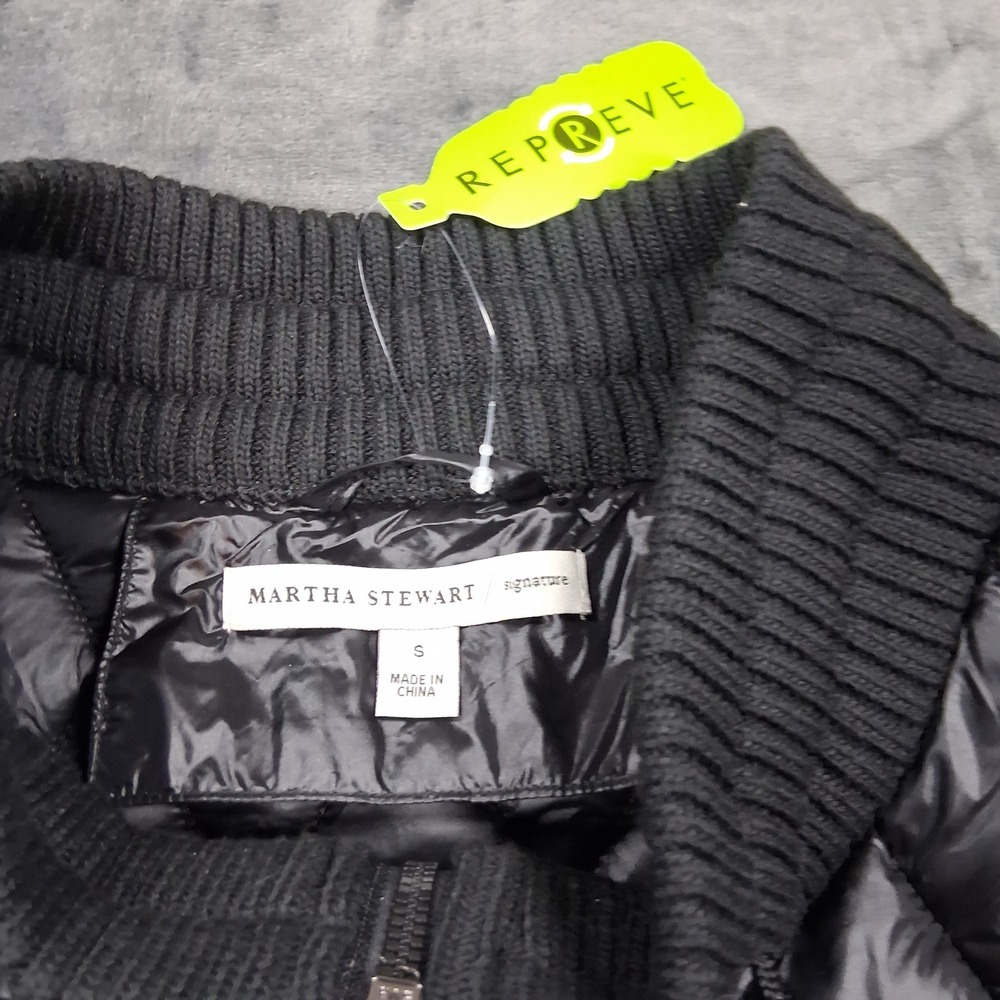 NWT Martha Stewart Signature Black Quilted Puffer Vest Knit Trim Small REPREVE - Picture 3 of 8